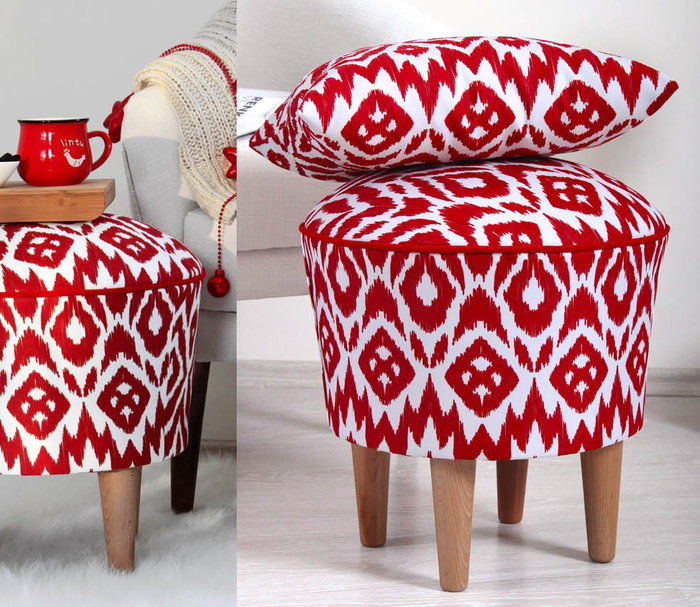 Atelier Del Sofa Puf Bohemio Rojo y Blanco Atelier Del Sofa Puf Bohemio Rojo y Blanco